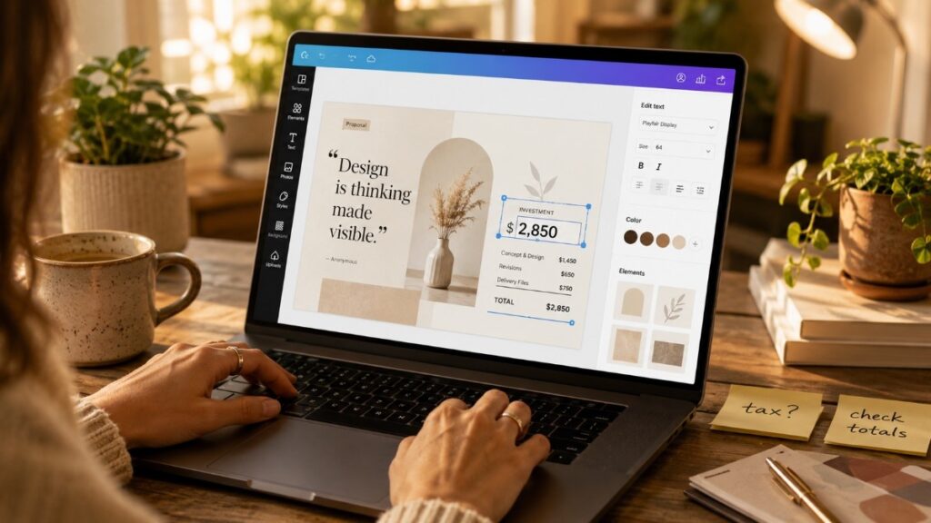 Design it in Canva — gorgeous, and every number is manual