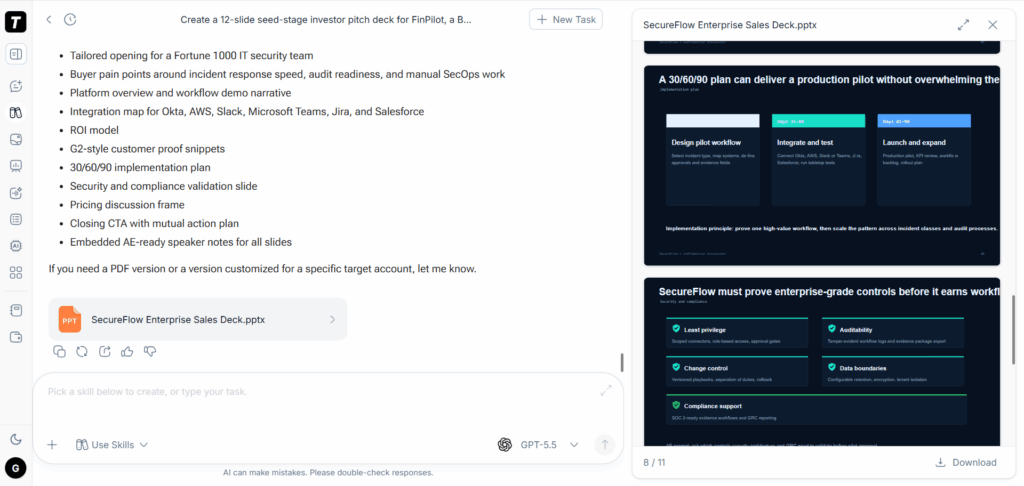 TutorGPT's AI Pitch Deck Generator — Best Model Choice & Speed