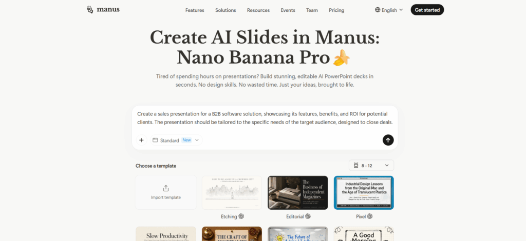 4. Manus - Best for Automated AI Presentation Creation
