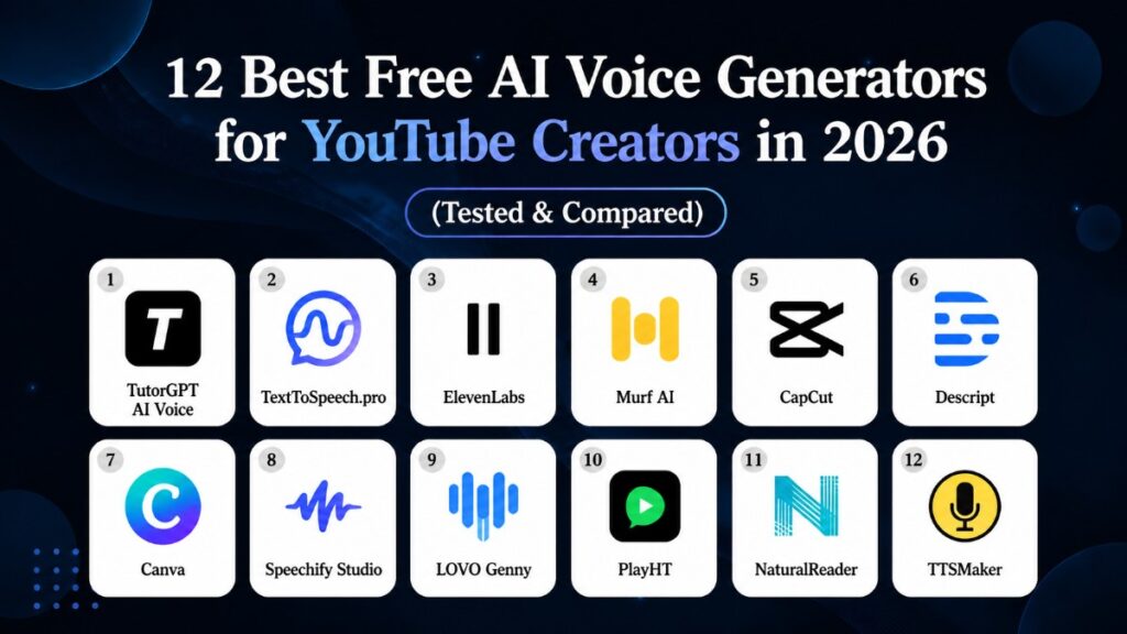 12 Best Free AI Voice Generators for YouTube Creators in 2026 (Tested & Compared)